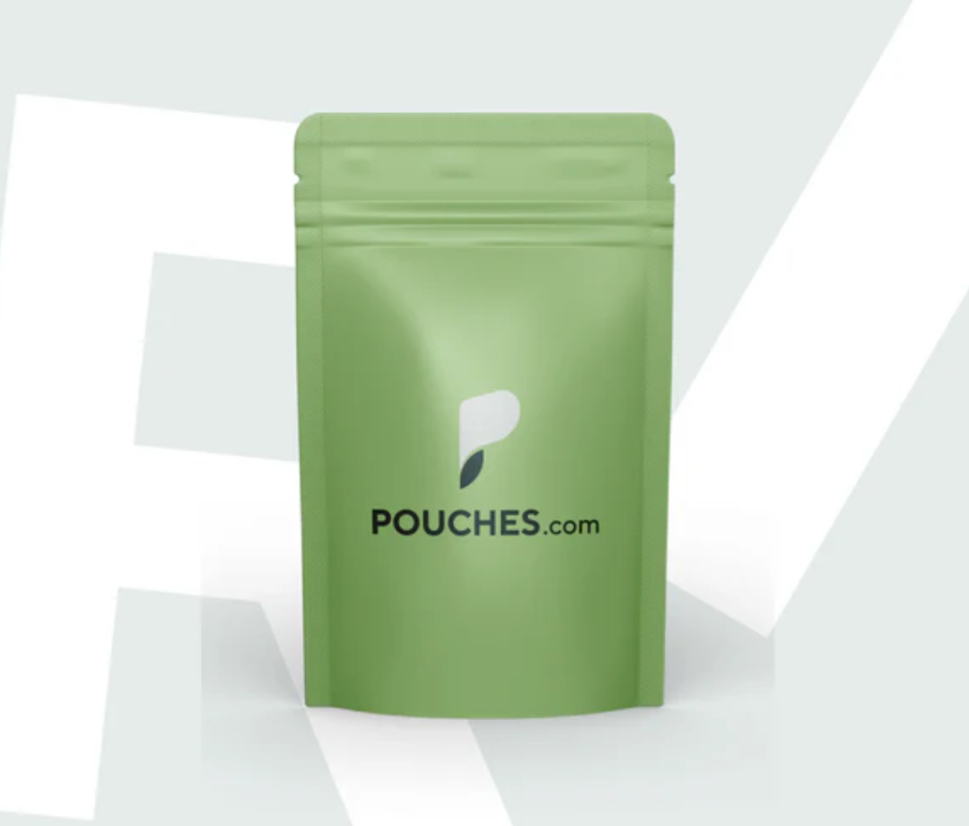 Green Pouch grey background